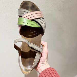 Cute Women's Sandals - El Naturalista - Green and Pink - Size 8.5